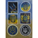 Ukrainian Trident Patriotic Sticker Pack Tryzub coat of arms Ukrainian symbol 6 PCS
