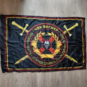 Russian Wagner PMC Combat Flag 135×90 cm with yellow swords and skull crest