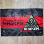 Kraken Special Unit Flag 120×80 cm with Kraken emblem, black-red volunteer banner
