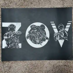 ZOV Russian Canvas Print with special forces and monochrome design, 40x30cm