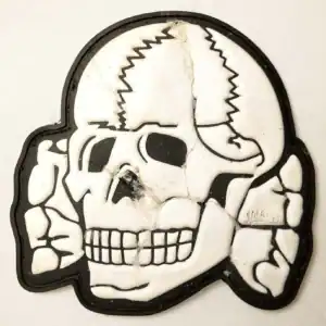 PVC Ukrainian Dead Head Patch 6.5cm combat worn white skull design