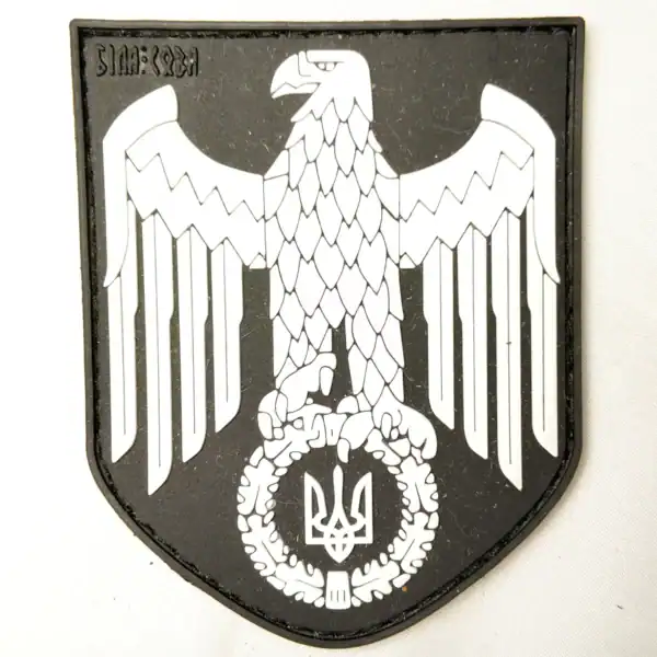 PVC Ukrainian Trident Eagle Patch 7,5×6 cm black white authentic insignia