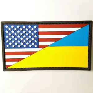 Ukrainian USA Flag Patch 7,5×4 cm authentic PVC insignia