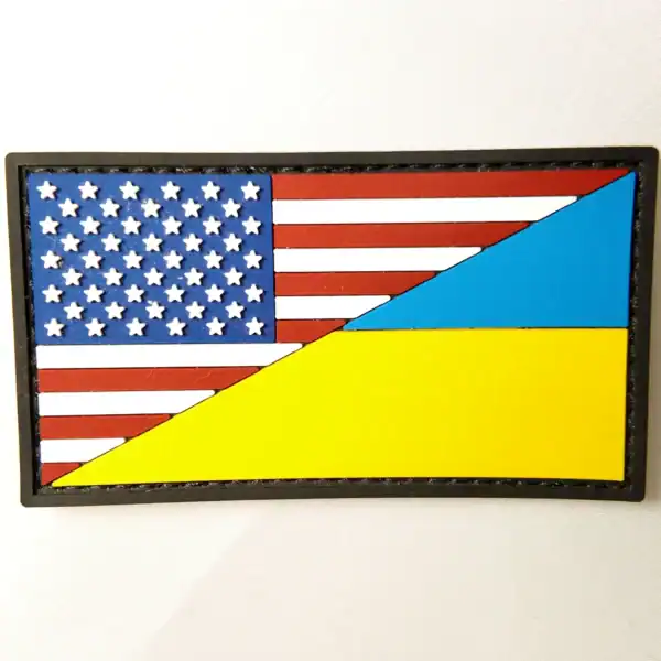 Ukrainian USA Flag Patch 7,5×4 cm authentic PVC insignia
