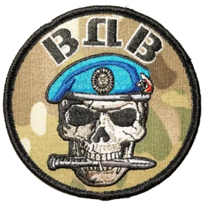 Russian VDV Skull Beret Patch 7.5cm with camouflage background