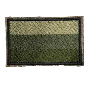 Russian field color flag patch embroidered in muted green tones on textile base