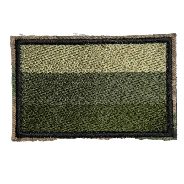Russian field color flag patch embroidered in muted green tones on textile base