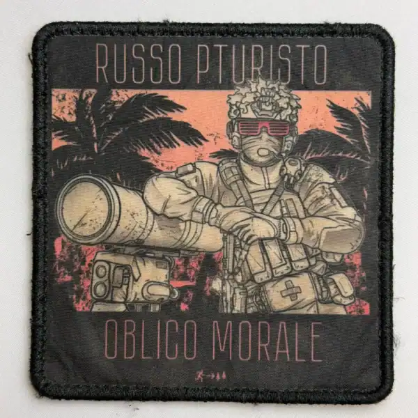 Russo Turisto Obliko Morale Trophy Patch printed square patch with illustrated soldier