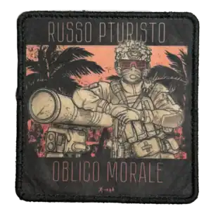 Russo Turisto Obliko Morale Trophy Patch printed square patch with illustrated soldier