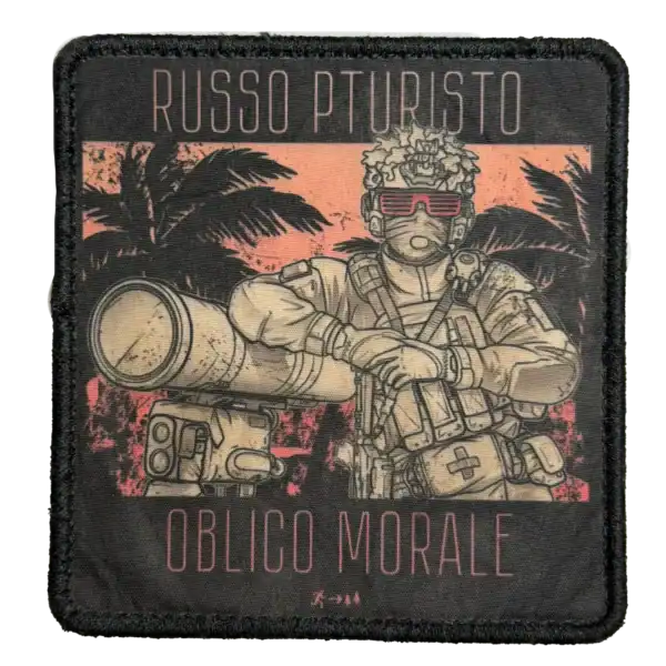 Russo Turisto Obliko Morale Trophy Patch printed square patch with illustrated soldier