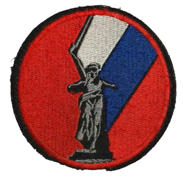 Russian Motherland statue morale patch with Russian flag embroidery on circular textile