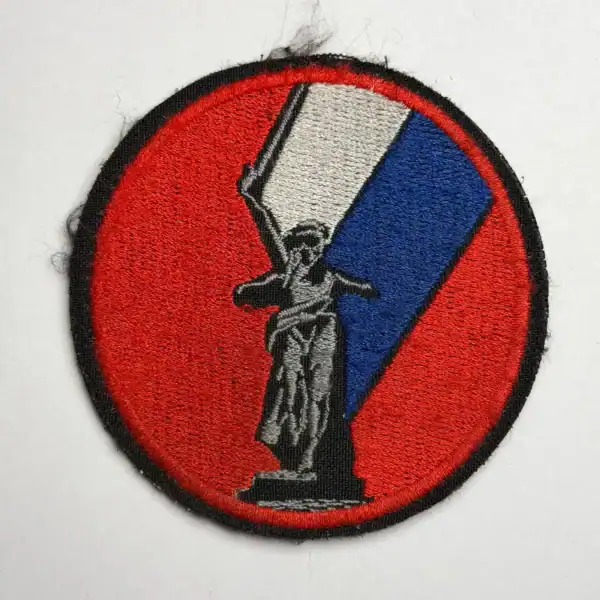 Russian Motherland statue morale patch with Russian flag embroidery on circular textile