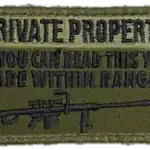 Russian Trophy Patch Private Property English Text 7 Russian Trophy Patch Private Property English text embroidered combat-worn patch with rifle graphic