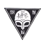 Varyag I Am Coming for You Patch – Triangular PVC Insignia 8 Varyag I Am Coming for You Patch with a white warrior helmet, runic-style lettering, triangular black PVC construction, and hook-and-loop backing.
