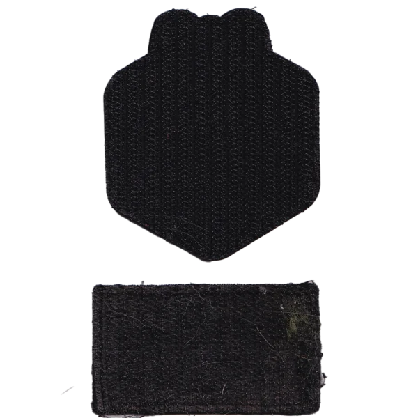 Russian KIA Soldier Patch Set with Orc Operator PVC badge, vulgar Cyrillic slogan patch, hook backing, trophy provenance, and photo showing both pieces worn together.