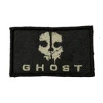 Ghost Skull Patch with a pale split skull above the word GHOST on a black rectangular field, front view.