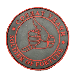Home 28 Russian Soldier of Fortune PVC Patch – Red Shaka Hand Design, front view