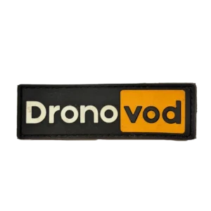 Home 29 Dronovod PVC Patch – Black and Orange Wordmark, front view